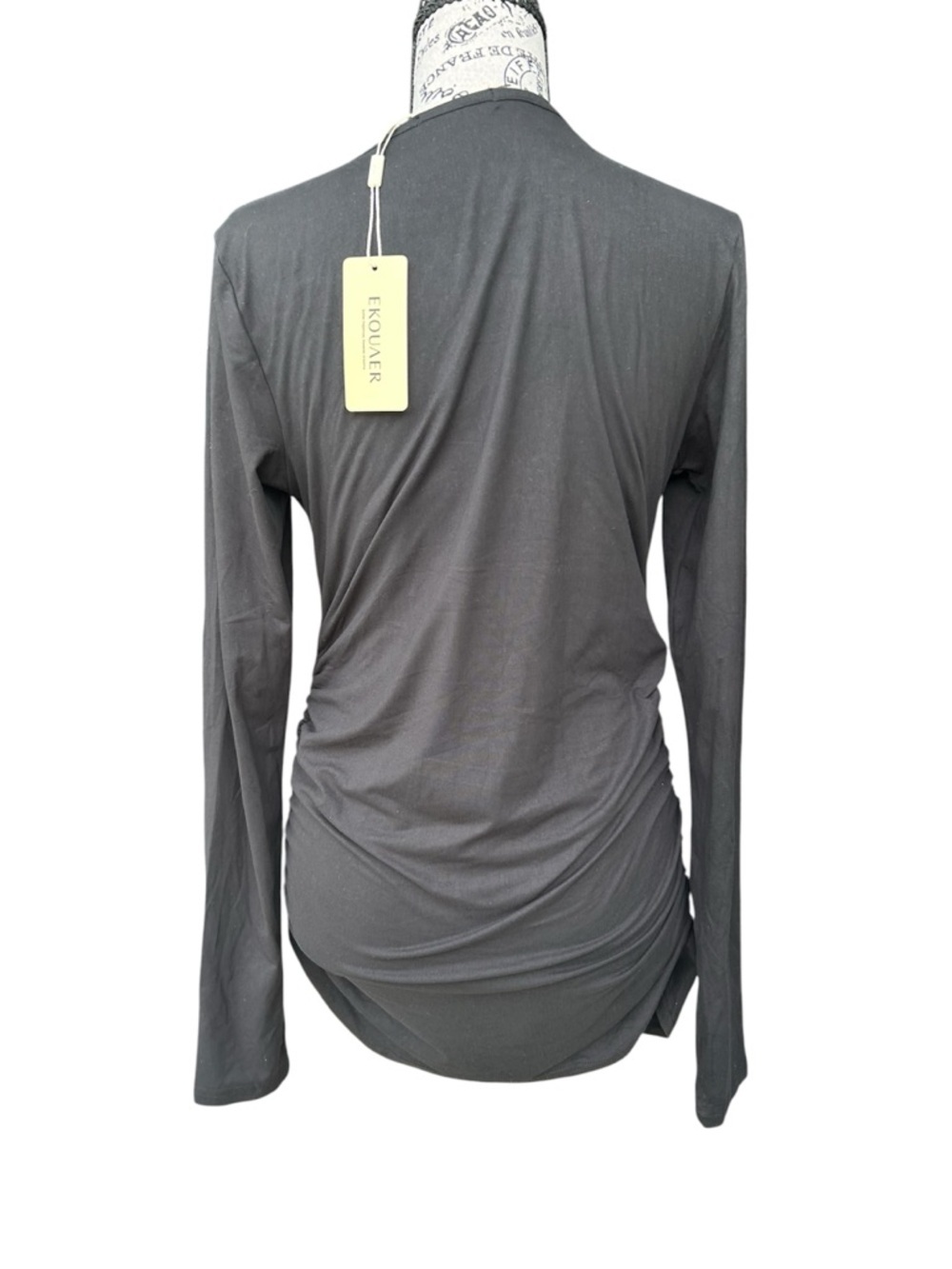 Set of 3 Ekouaer Ruched Long‑Sleeve Tops • Size M • Black/White/Brown - Picture 12 of 14